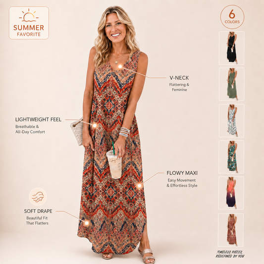 ☀️Effortless Summer Style in One Flowy V-Neck Maxi Dress