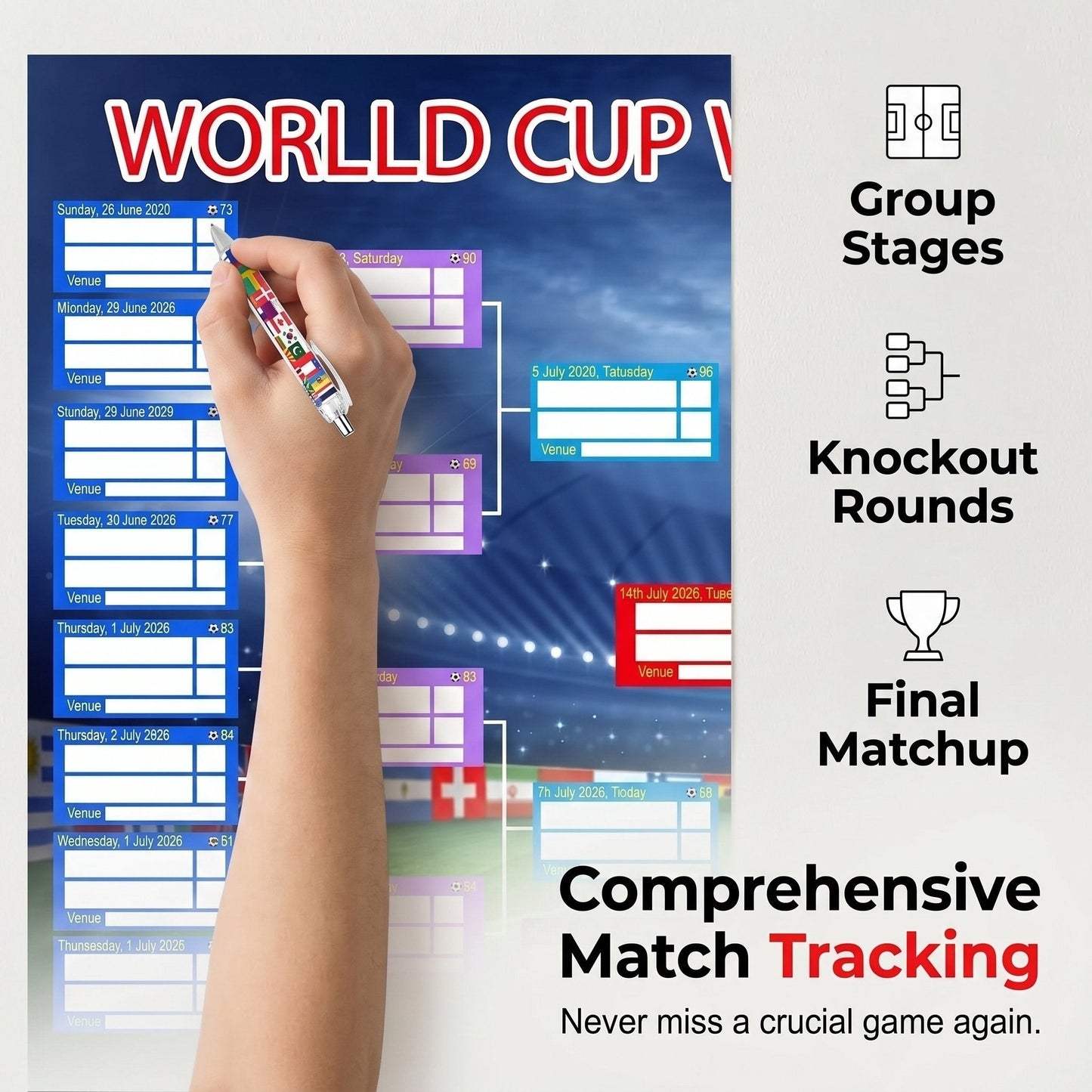ultimate-2026-soccer-fan-wall-chart-kit-group-stage-knockout-posters-23-6-x-35-4-marker-pen-mounting-strips-included-5804