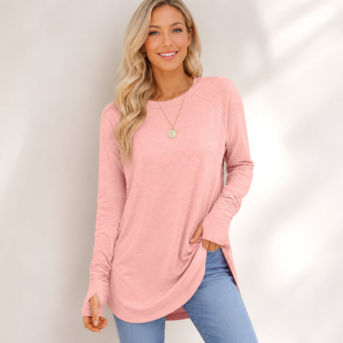 Women’s Soft Raglan Sleeve  Sweatshirt with Thumbholes