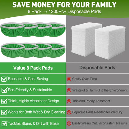 💦Machine Washable Microfiber Mop Refills (8-Pack) – Reusable Heavy-Duty Flat Pads for Effortless Cleaning ✨