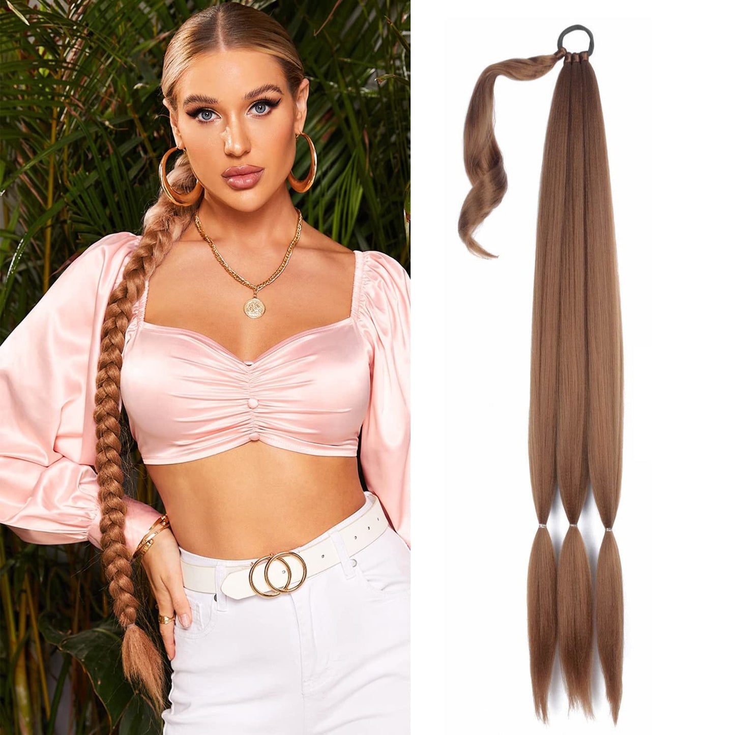 🔥Hot Sale 49% OFF - 💇‍♀️DIY Long Braid Ponytail Extension with Elastic Tie✨