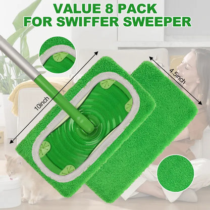 💦Machine Washable Microfiber Mop Refills (8-Pack) – Reusable Heavy-Duty Flat Pads for Effortless Cleaning ✨