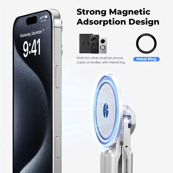 💻 Foldable Aluminum Laptop Stand – Built-in Magnetic Phone Holder, Portable for Laptops & Tablets
