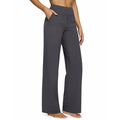 Women’s High-Waist Stretch Wide-Leg Pants with Pockets