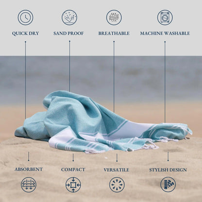 Summer Breeze XL Flat-Weave Beach Towel 🏖️ Lightweight & Sand-Free Cotton