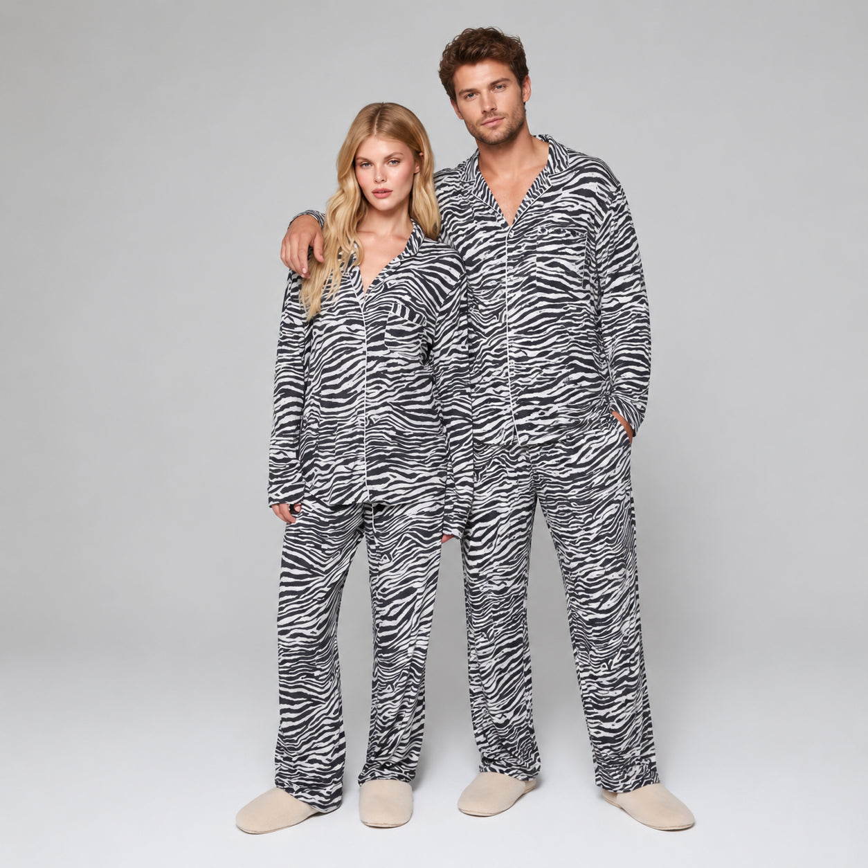 Men’s & Women’s Zebra Print Pajama Set