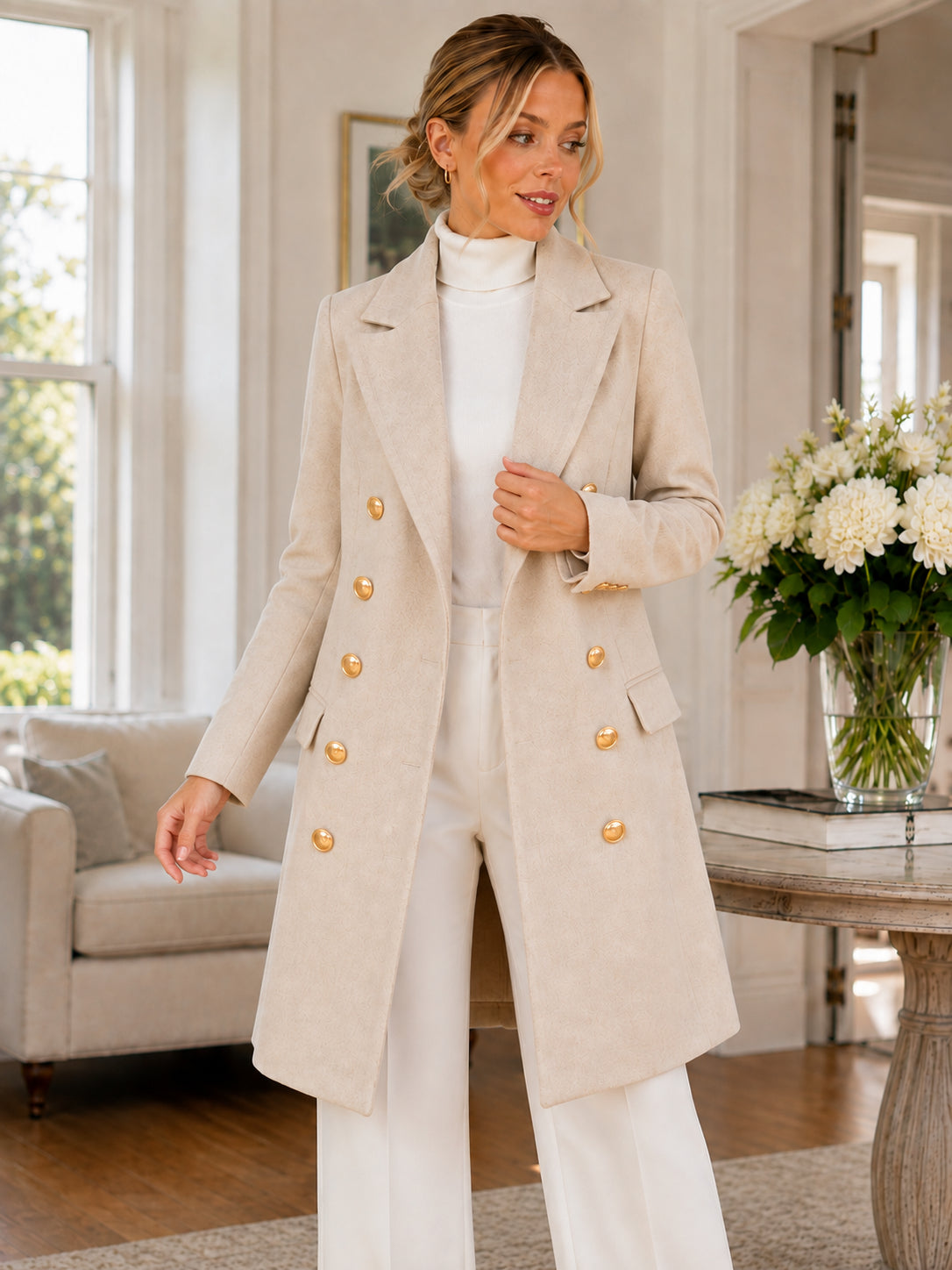 Women’s Elegant Double-Breasted Long Coat