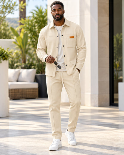 Men's Casual Utility Shirt Jacket & Pants Set