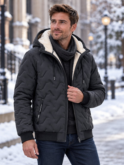 Unisex Sherpa-Lined Winter Hooded Jacket