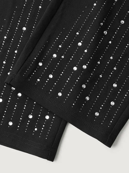 Women's High-Stretch Rhinestone Hem Pants