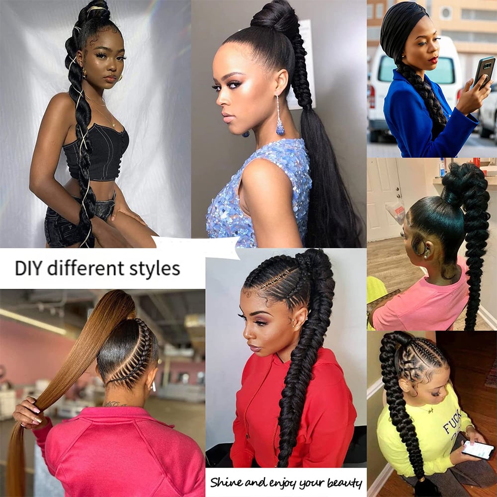 🔥Hot Sale 49% OFF - 💇‍♀️DIY Long Braid Ponytail Extension with Elastic Tie✨