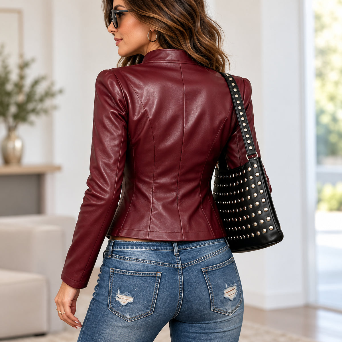 Women's Vintage Faux Leather Slim Fit Jacket