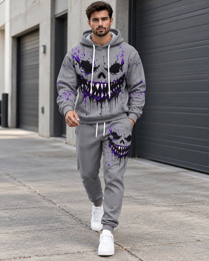 Men's Halloween Ghost Face Graphic Hoodie & Jogger Pants Set