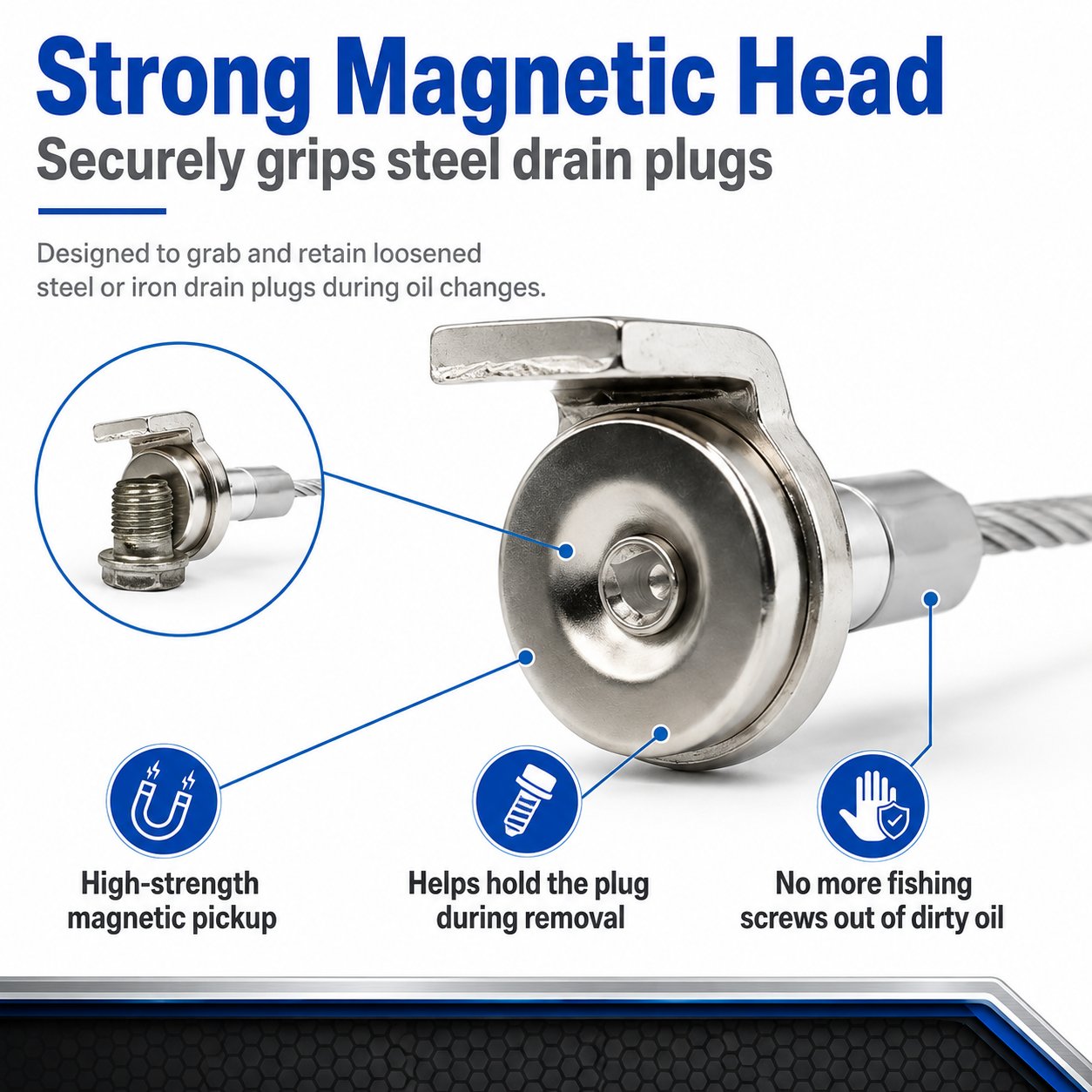 Magnetic Flexible Oil Drain Plug Remover Tool – No Mess, No Burn Oil Change Helper 🛠️✨