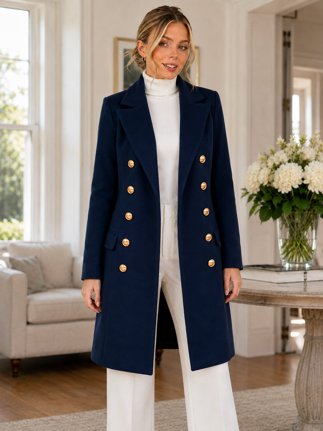 Women’s Elegant Double-Breasted Long Coat