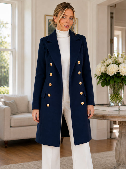 Women’s Elegant Double-Breasted Long Coat