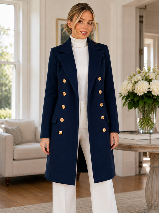 Women’s Elegant Double-Breasted Long Coat
