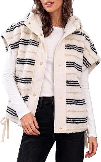 Women’s Striped Sherpa Vest