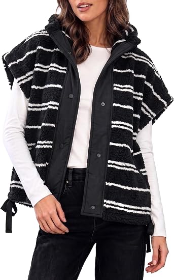 Women’s Striped Sherpa Vest