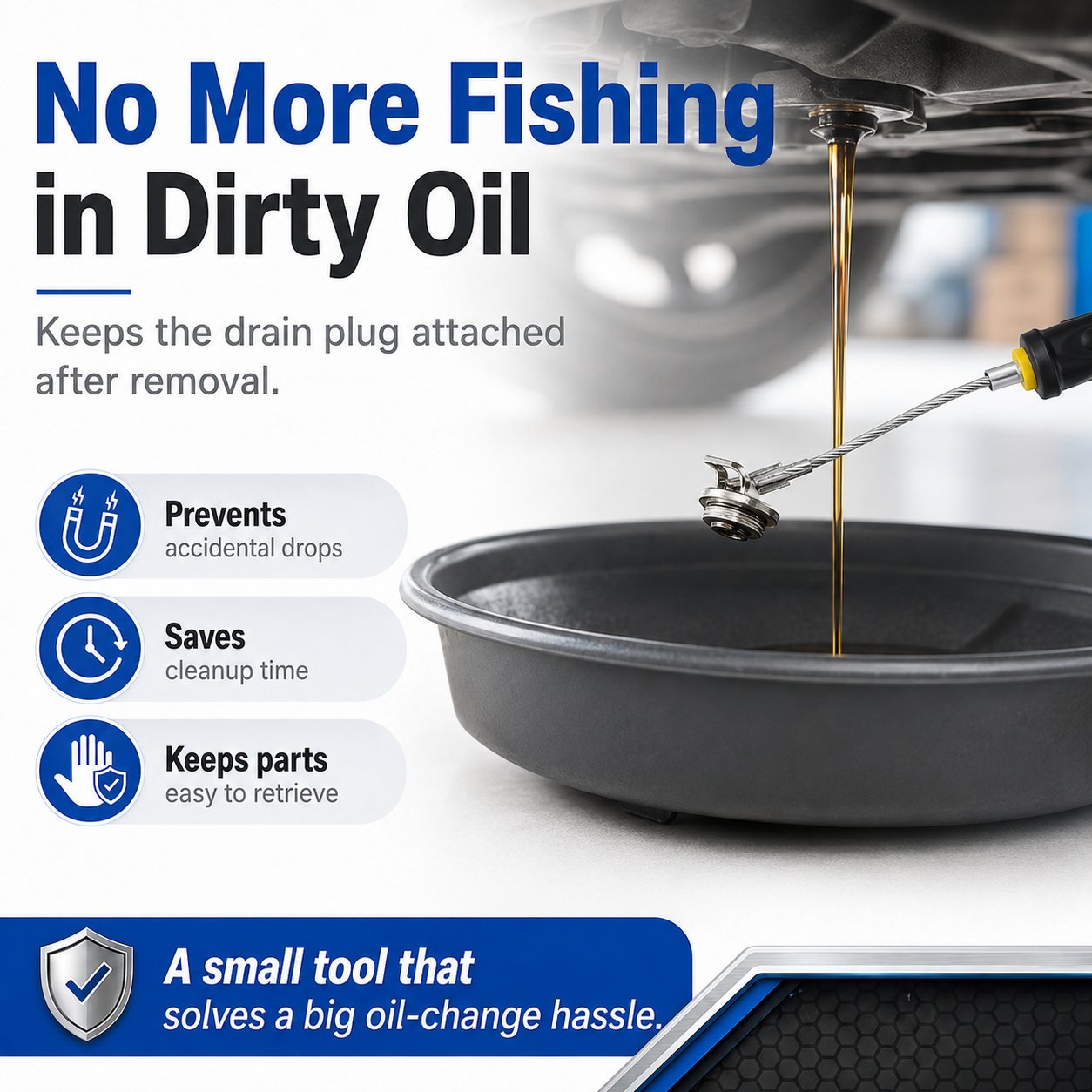Magnetic Flexible Oil Drain Plug Remover Tool – No Mess, No Burn Oil Change Helper 🛠️✨