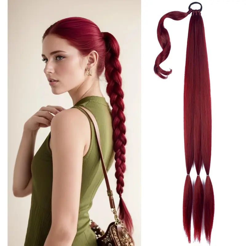 🔥Hot Sale 49% OFF - 💇‍♀️DIY Long Braid Ponytail Extension with Elastic Tie✨