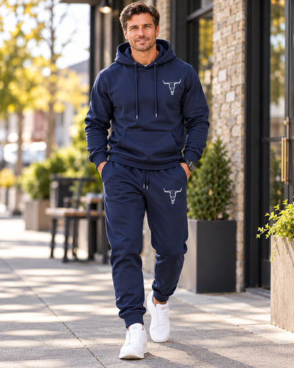 Men's Western Cowboy Print Hoodie & Jogger Pants Set