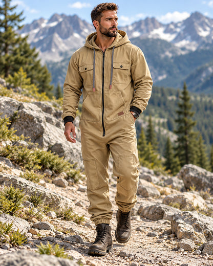 Men's Hooded Cargo Jumpsuit