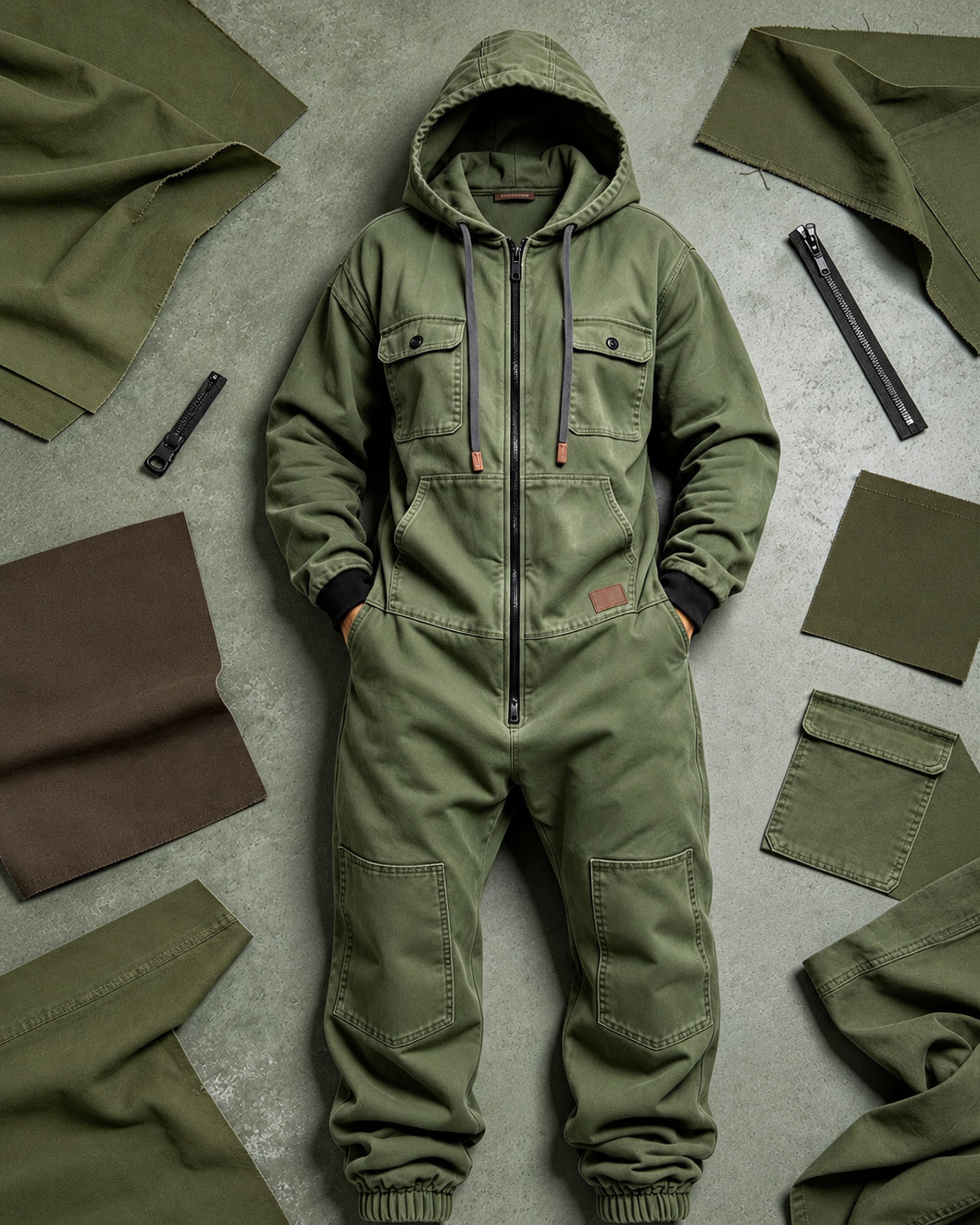 Men's Hooded Cargo Jumpsuit