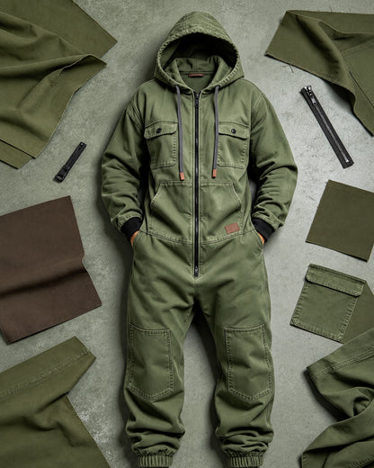 Men's Hooded Cargo Jumpsuit
