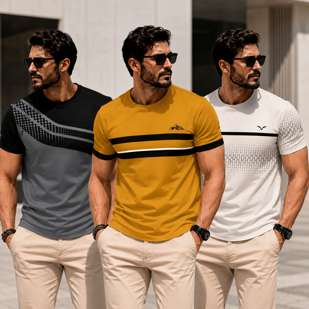 ☀️3-Pack Men’s Gradient Stripe Quick-Dry T-Shirts