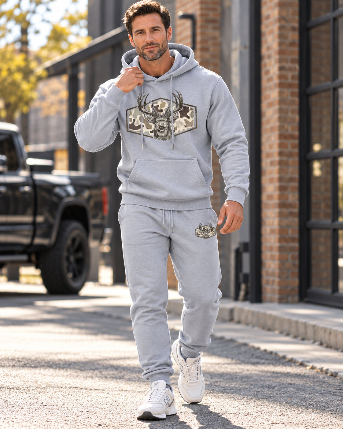 Men's Deer Camo Graphic Hoodie & Jogger Pants Set