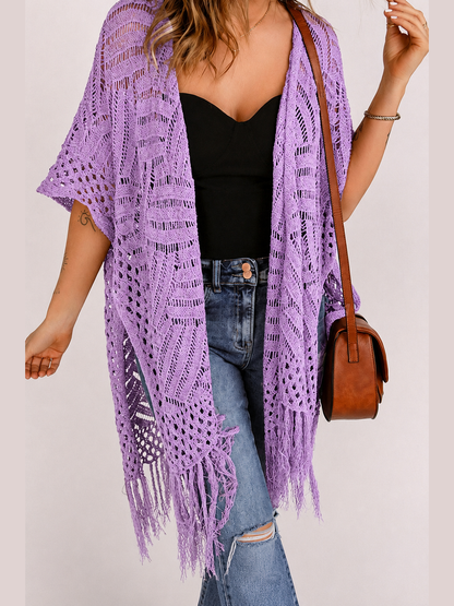 🌊 Women's Open-Front Crochet Knit Cover-Up