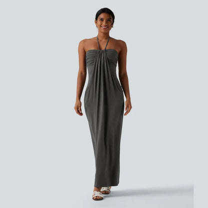 Convertible Halter Tie-Back Maxi Dress – Backless Resort & Evening Gown