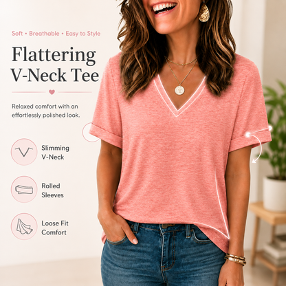 🌸 Women's Soft V Neck Tee for Everyday Comfort
