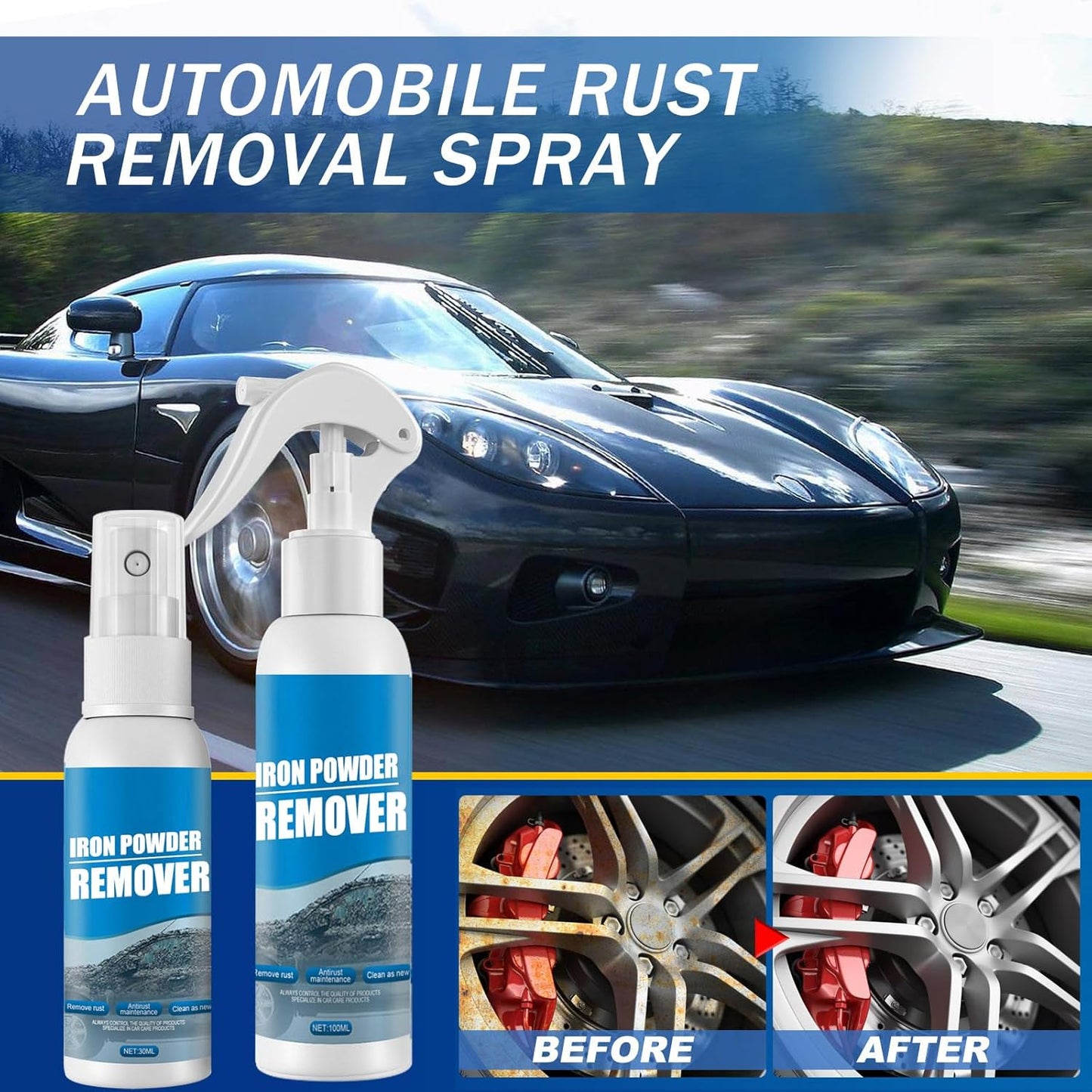 Pro-Grade Car Rust Remover &amp; Iron Powder Dissolver
