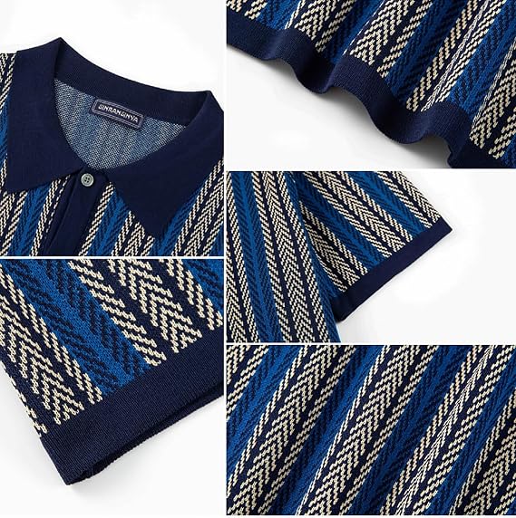Men's Vintage Knit Polo Shirt | Casual Old Money Short Sleeve Golf Button Down
