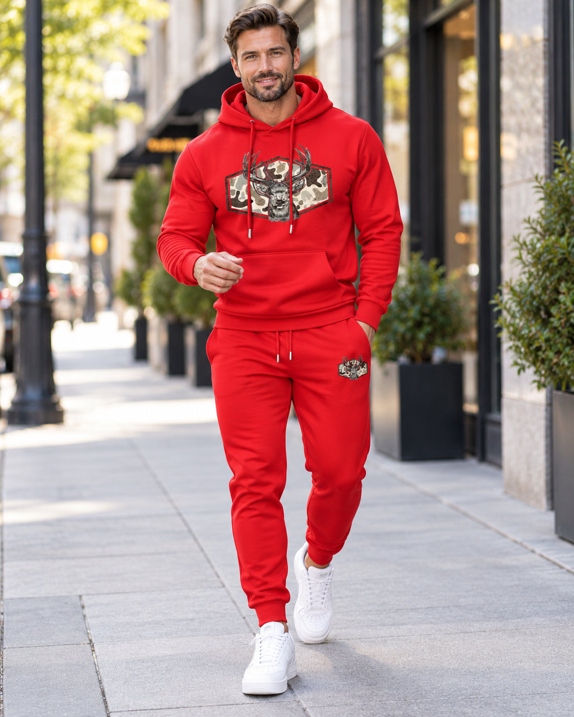 Men's Deer Camo Graphic Hoodie & Jogger Pants Set