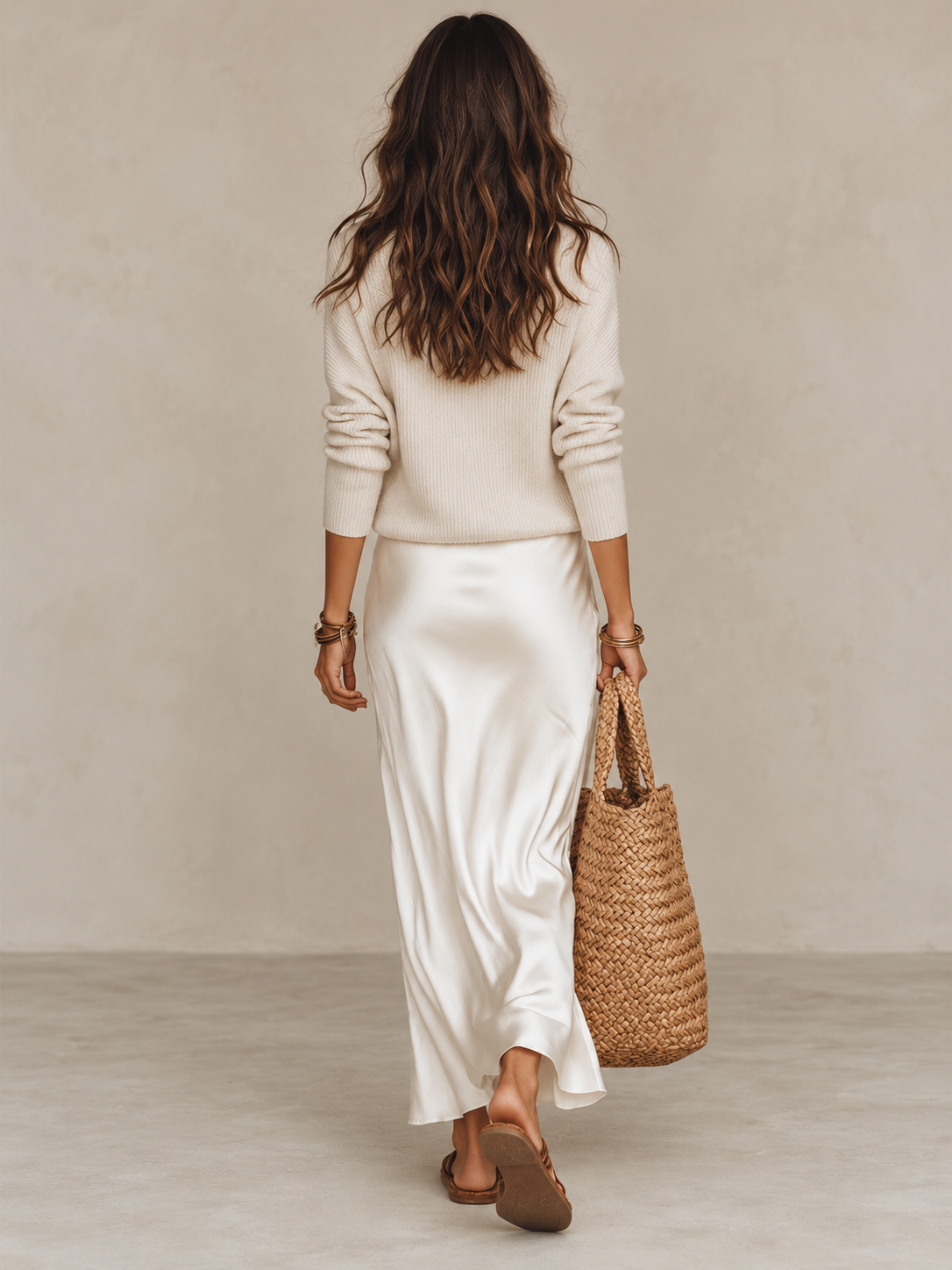 Women's 2-Piece Knit Sweater & Satin Slip Dress Set