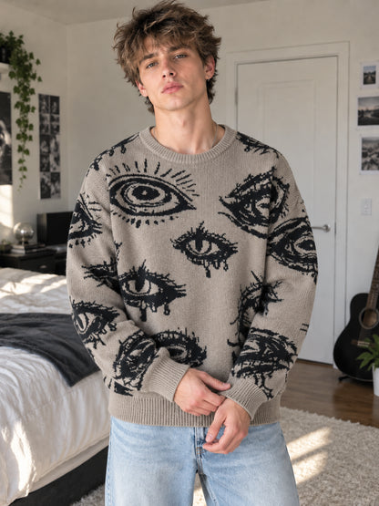Eye Graphic Soft Knit Sweater