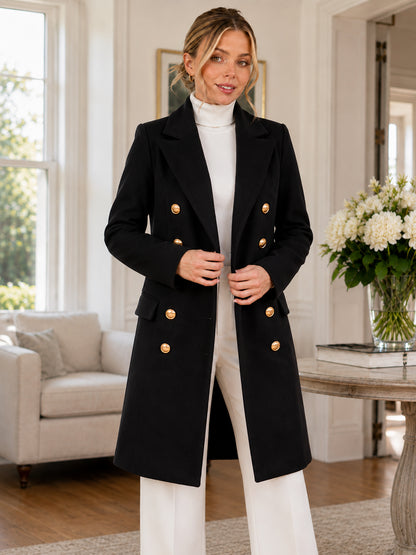 Women’s Elegant Double-Breasted Long Coat