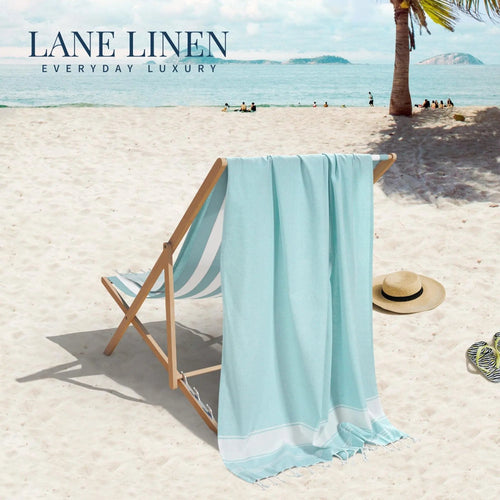 Summer Breeze XL Flat-Weave Beach Towel 🏖️ Lightweight & Sand-Free Cotton