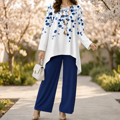 Plus Size Chic Bold Print High-Low Tunic Set