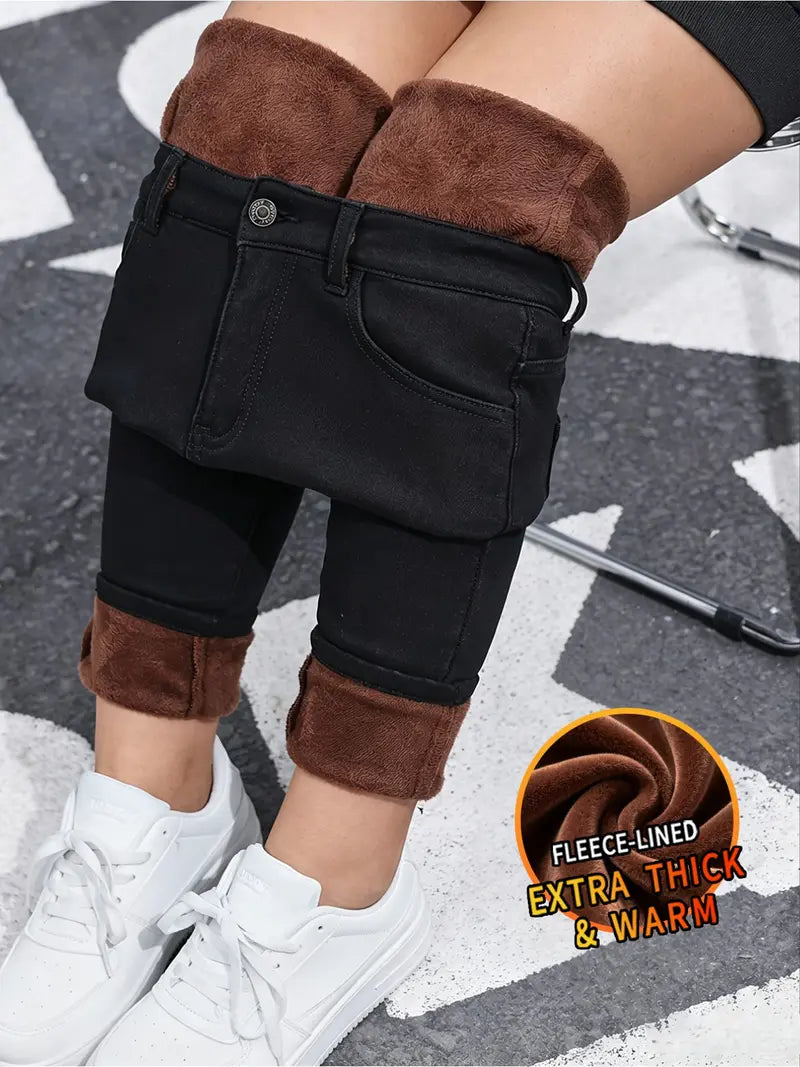 Women's Fleece-Lined High Waist Thermal Slim Stretch Jeans