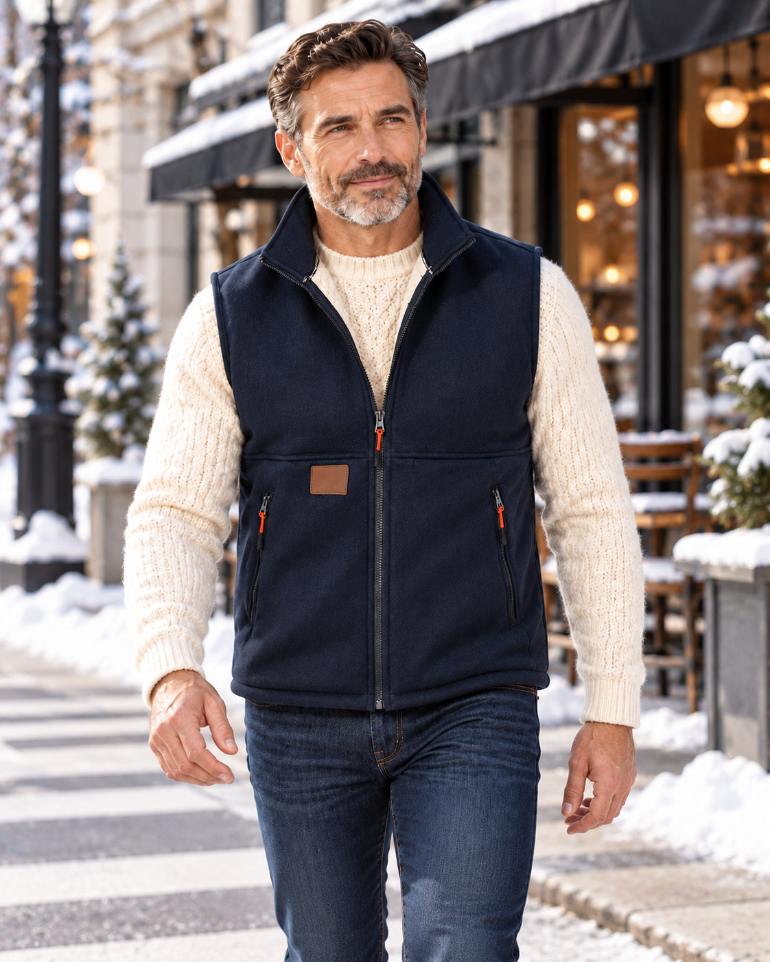 Men's Winter Fleece-Lined Zip-Up Vest