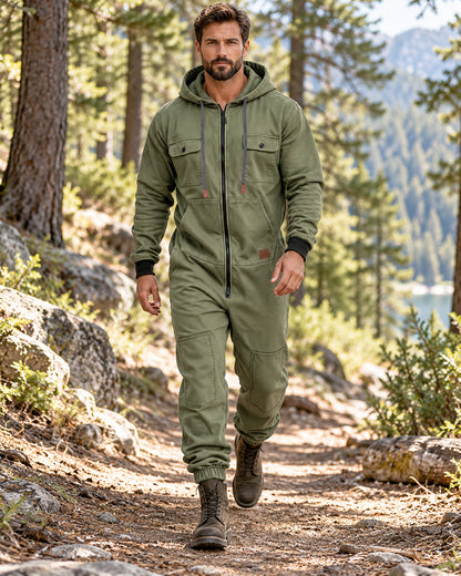Men's Hooded Cargo Jumpsuit
