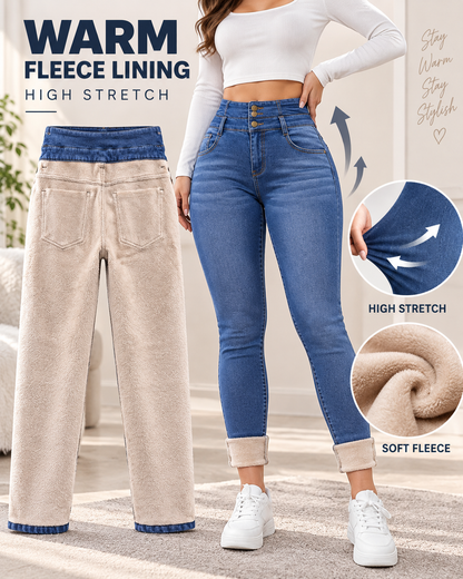 Women’s Fleece Lined High Waisted Stretch Thermal Denim Jeans