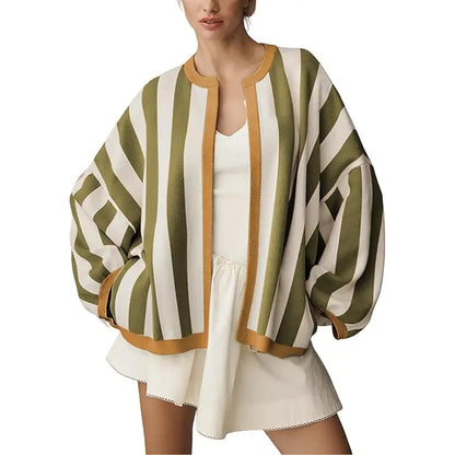 Women's Oversized Striped Knit Cardigan