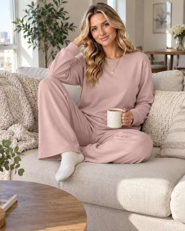 Women's Chic Printed Wide Leg Lounge Set