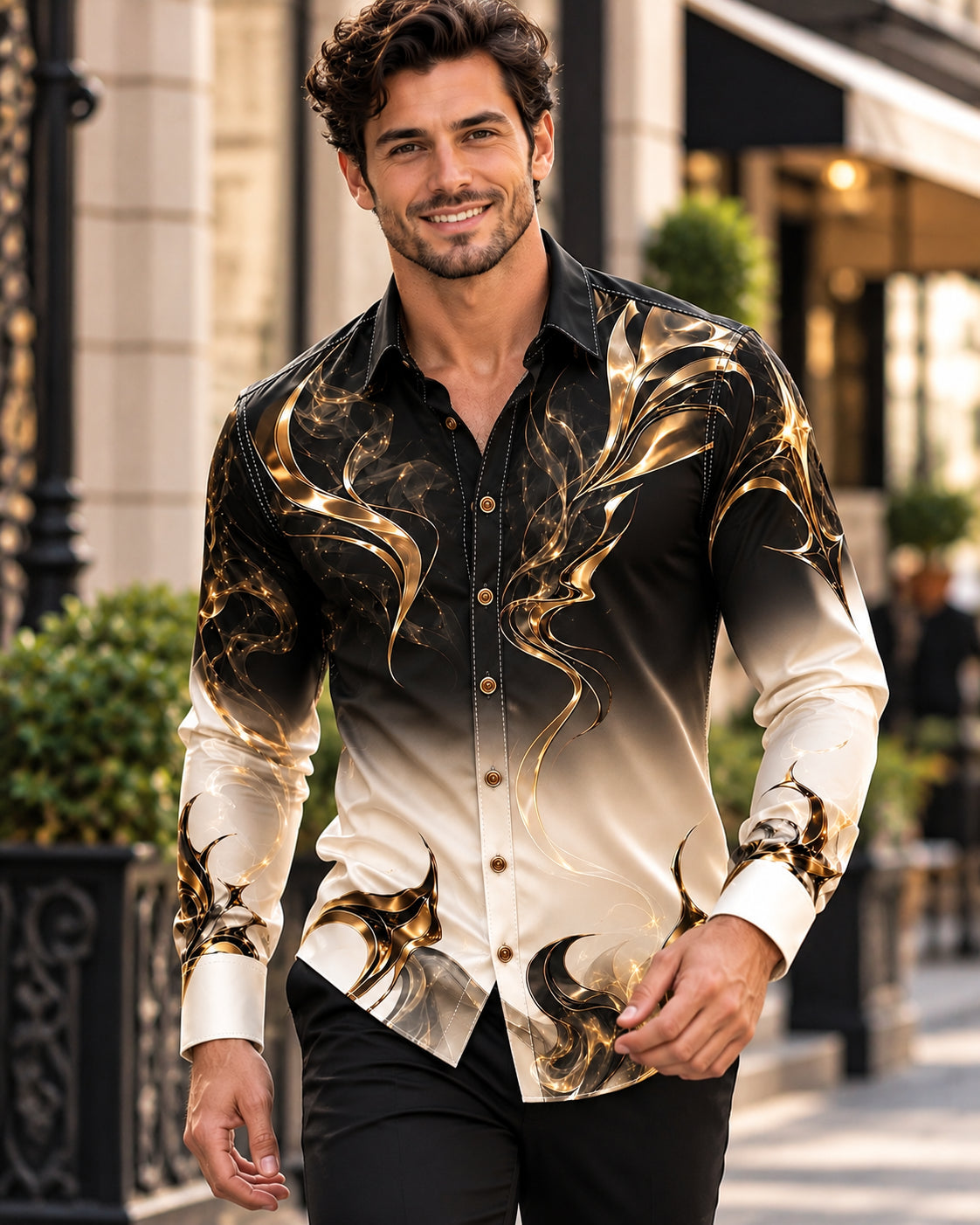 Men's Metallic Swirl Ombre Shirt