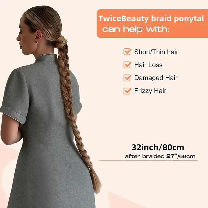 🔥Hot Sale 49% OFF - 💇‍♀️DIY Long Braid Ponytail Extension with Elastic Tie✨